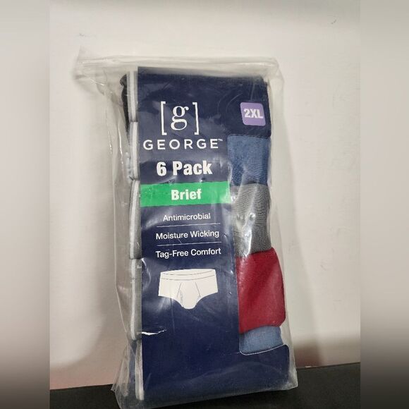 New George 6 Pack Antimicrobial Moisture Wicking Tagless Briefs 2XL - Picture 2 of 5